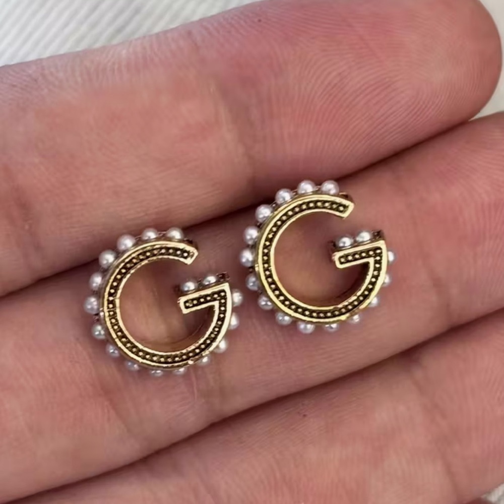 Double G Gold Pearl Earrings – Chic Everyday Luxury NWT - Fashion Jewelry - Picture 2 of 5
